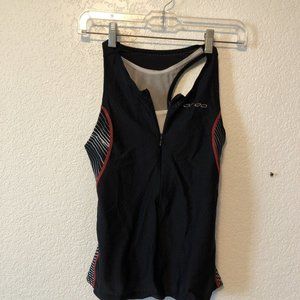 Orca Women Black Active Tank Size Small Black Sleeveless Zip neck Bike Ride Hike